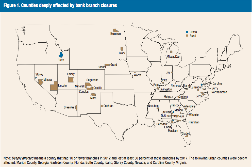 Research: Bank branches are disappearing from rural America