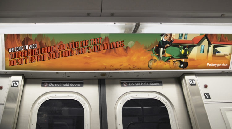 Policygenius goes back to the future in 2020 with its new subway ad ...