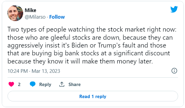 Stock market is on the edge given the current banks stocks situation.