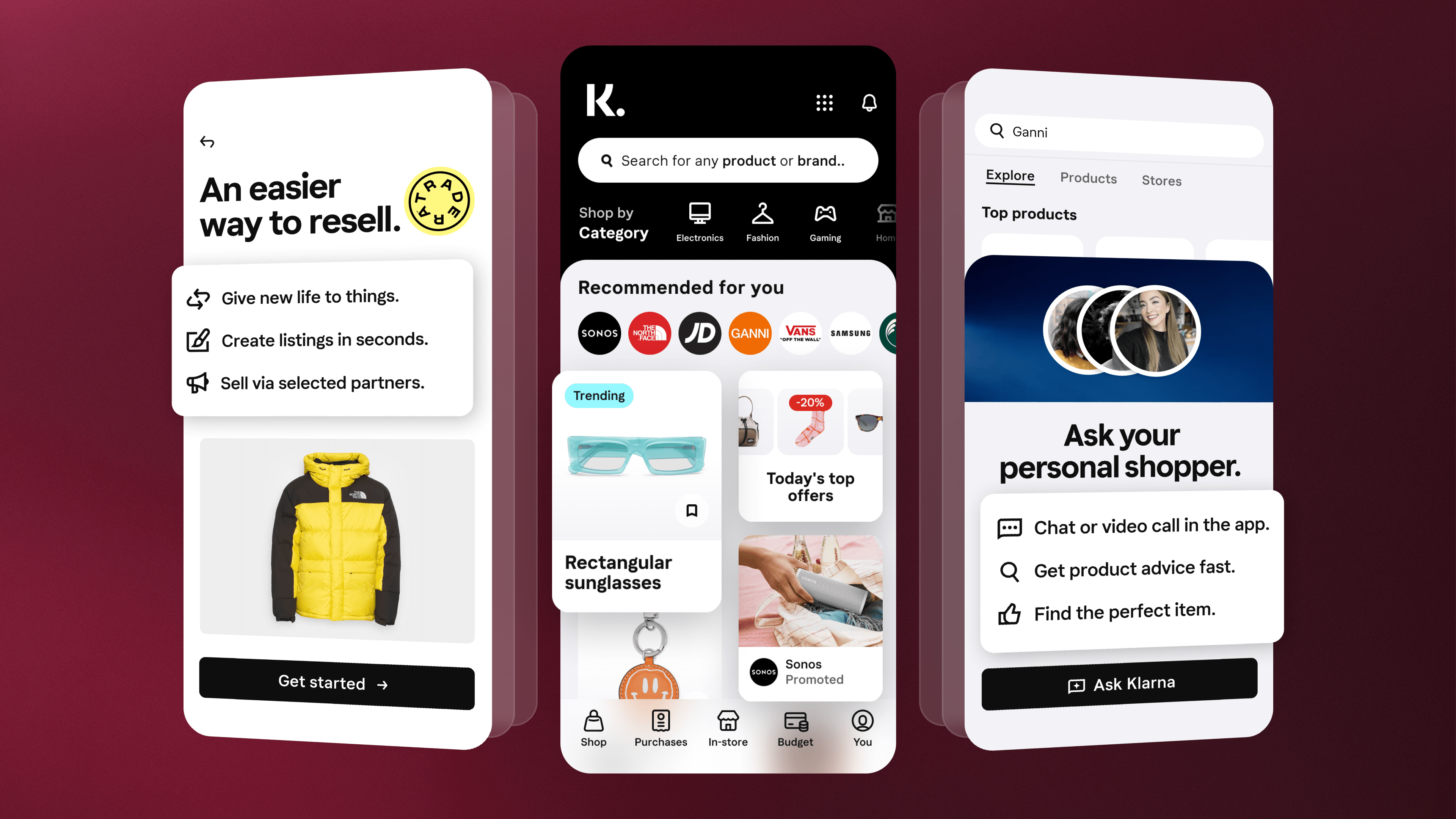 Pictures of the redesign that focuses on the recommendation feed with separate cards for each product.
