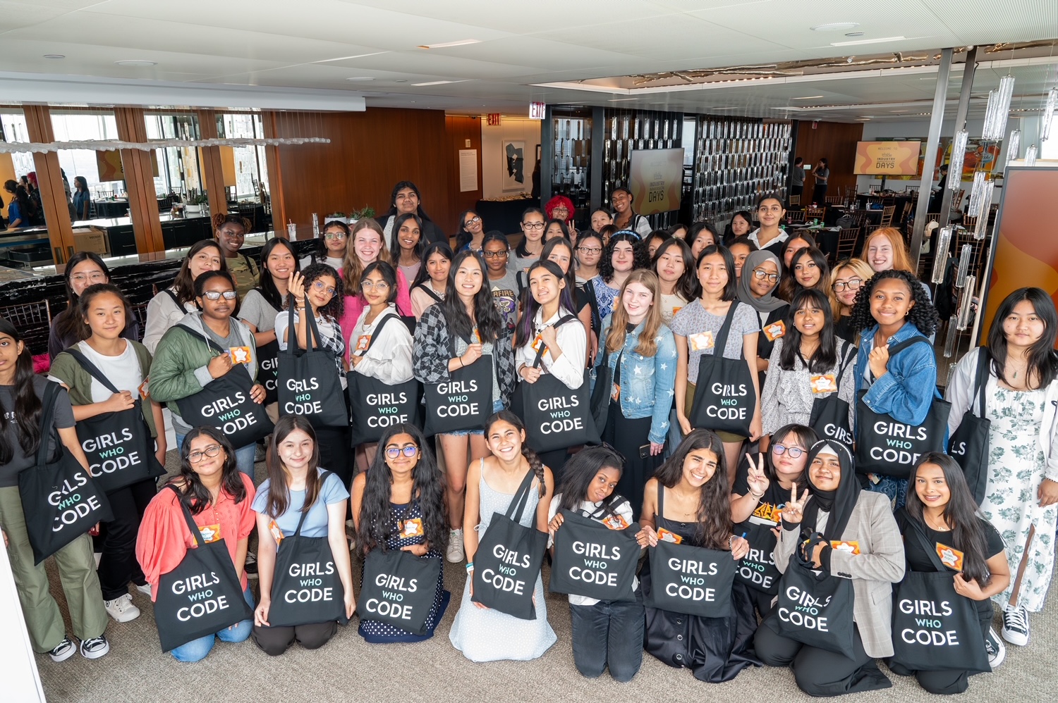 Girls Who Code Summer Program Immersion Day meets on Tuesday, July 25, 2023 at the Bank of America Headquarters in New York, NY. Students (6-12th grade) visit the host partner offices for a day of hands-on coding activities, breakout sessions, mentoring huddles and team building activities.